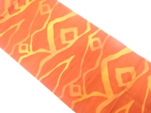 節紬　抽象模様織り出し　名古屋帯